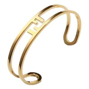 Fendi FF O Lock Gold Tone Metal Cuff